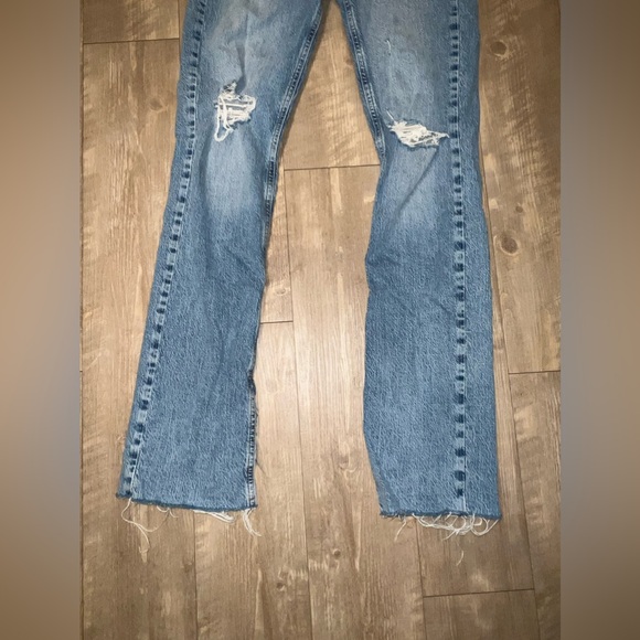 Zara Flare Jeans size 6 High Waisted Distressed Medium Wash - Picture 12 of 12